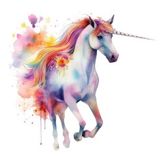 Naklejka na ściany i meble Watercolor unicorn.