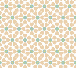 70s retro vintage light colour theme pattern background.Seamless floral pattern with spring colored flowers on a white background.Vector repeating texture.