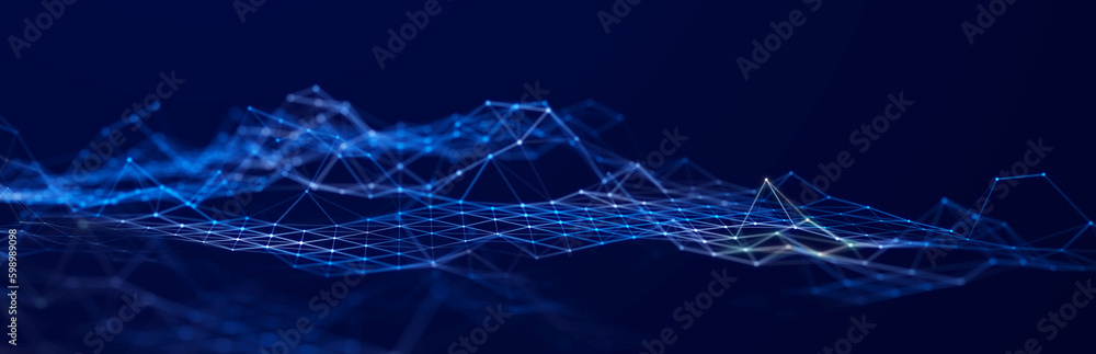 Poster abstract illustration with connected dots and lines. digital network background. the concept of scie