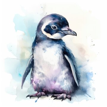 Watercolor penguin.