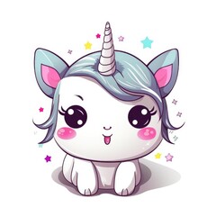 Drawing cartoon unicorn.