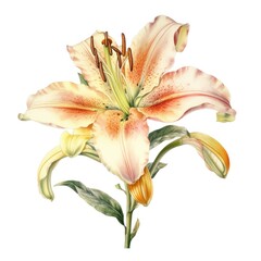 Watercolor branch of lily.