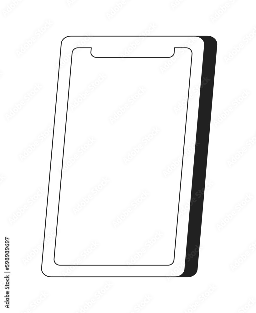 Poster smartphone tilted with empty screen monochrome flat vector object. cellphone. editable black and whi