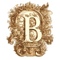 letter B Floral monogram. colorful Vintage ornament initial Alphabet spiral scroll style.