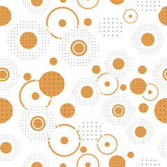 Seamless abstract geometric pattern. Vector Illustration.orange theme white background geometric vector pattern with polka dots, circular pattern design.new simple geometric mosaic,tile pattern