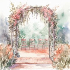 Watercolor wedding arch.