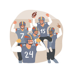 Celebrating victory isolated cartoon vector illustration. Happy teenagers winning american football tournament and having fun, team sport, active lifestyle, victory spirit vector cartoon.