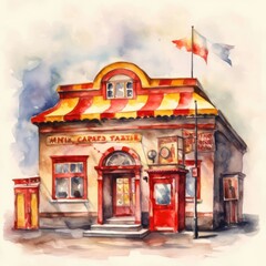 Fototapeta premium Watercolor ticket office circus.