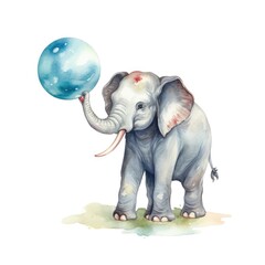 Watercolor elephant in the circus.