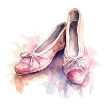 Watercolor ballet shoes.
