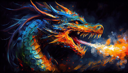 Fantasy dragon, generative ai illustration