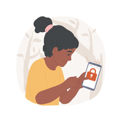 Remote device blocking isolated cartoon vector illustration. Teen has lock icon on screen, digital wellbeing, remote device parental control, tablet blocked, smart technology vector cartoon.