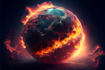 Explosion of the planet, generative ai illustration