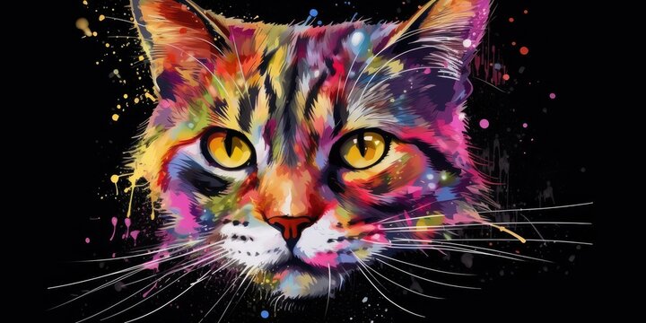 colorful paisley background of a cat Generative AI