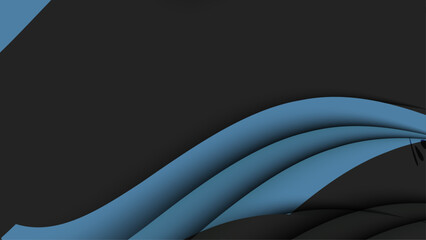 Fototapeta premium Black abstract diagonal overlap layers background with blue line decoration