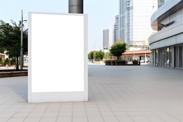 public shopping center mall or business center advertisement board space as empty blank white mockup signboard with copy space area