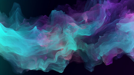 Obraz premium Fundo abstrato azul, menta e roxo com uma falha de fumaça entrelaçada e efeito de distorção. design cosmos futurista,