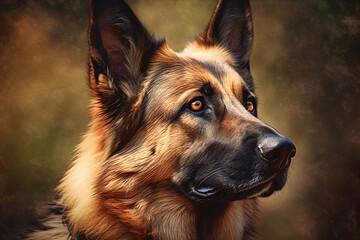 German shepherd. Portrait of a german shepherd dog. generative ai. Dog portrait