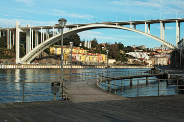 One of the bridges over the Douro River in the city of Porto, Portugal