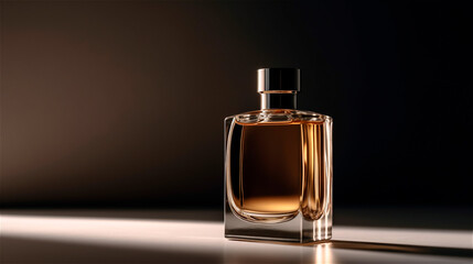 ,perfume bottle without label in hard light with hard shadows gerenative AI