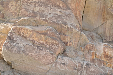 Petroglyphs on Sacred Rock of Hunza in Hunza Valley, Pakistan
