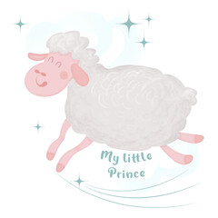cute watercolor sheep. Vector graphics