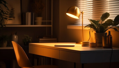 Modern home interior with bright lighting equipment generative AI