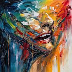 abstract art - oil painting of  the color of emotion pain -beautiful background Generative AI 