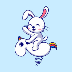 Cute happy rabbit Cartoon Vector Icon Illustration. Animal Icon Concept Isolated Premium Vector. Flat Cartoon Style