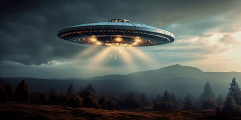 Naklejka na ściany i meble UFO, flying saucer, alien flying object