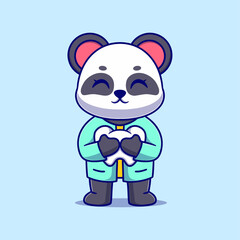 Cute dentist panda Cartoon Vector Icon Illustration. Animal Icon Concept Isolated Premium Vector. Flat Cartoon Style