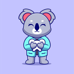 Cute dentist koala Cartoon Vector Icon Illustration. Animal Icon Concept Isolated Premium Vector. Flat Cartoon Style