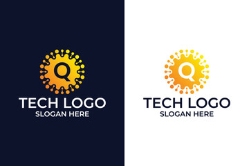 Smart and creative, dots or points letter Q logo design template. energy tech planet atom vector icon. Geometric dot circle science medicine sign