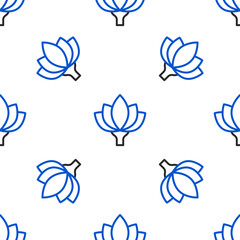 Line Lotus flower icon isolated seamless pattern on white background. Colorful outline concept. Vector