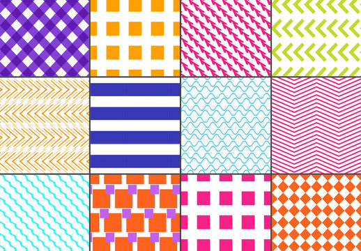 Seamless Bright Geometric Overlay Pattern Set