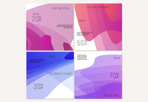Social Media Post Layout with Transparent Overlapping  Gradient Waves