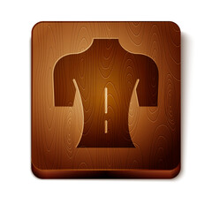 Brown Massage icon isolated on white background. Relaxing, leisure. Wooden square button. Vector