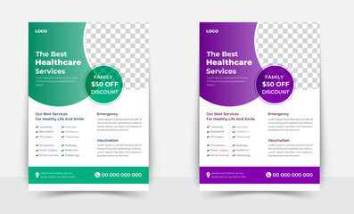 Healthcare cover, template Corporate healthcare, and medical flyer design vector or poster design layout