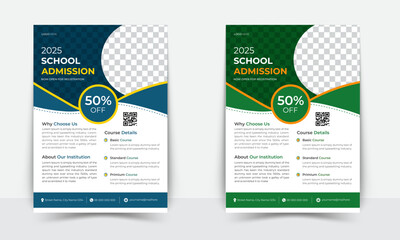 Kids school education admission flyer or poster design template