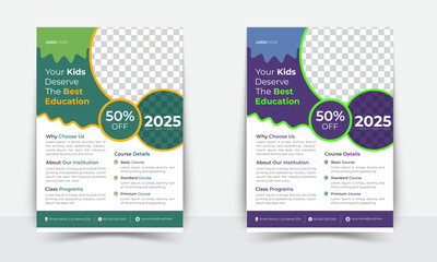 Kids school education admission flyer or poster design template