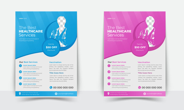 Healthcare cover, template Corporate healthcare, and medical flyer design vector or poster design layout