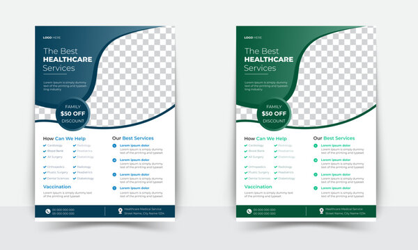 Healthcare cover, template Corporate healthcare, and medical flyer design vector or poster design layout