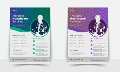 Healthcare cover, template Corporate healthcare, and medical flyer design vector or poster design layout