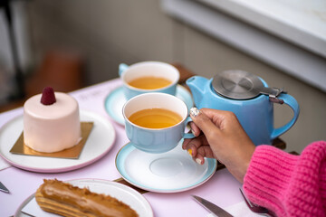 breakfast with coffee and croissant