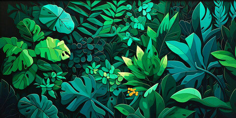 leaf and leaves in a green background