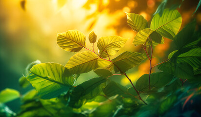 green leaves in the sun