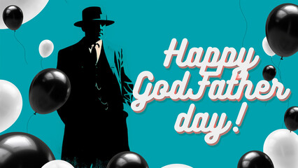 Father's Day. Bright, festive stylized illustration. Greeting card. Father's Day. Generative AI