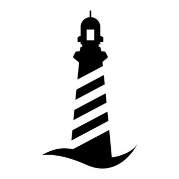 lighthouse silhouette icon flat vector illustration logo clipart