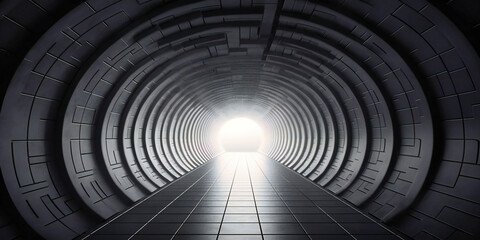 long black and white tunnel empty background