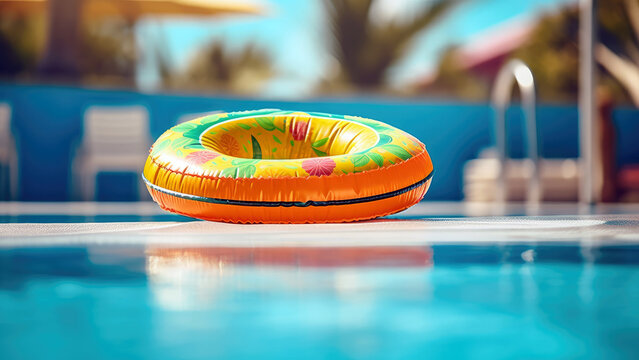 brightly colored inflatable pool float, Generative AI